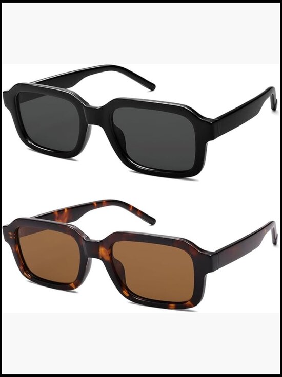 Polarized Retro Rectangle Sunglasses Plastic Frame UV Protection main image 6